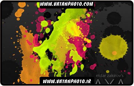 براش پاشیده شدن رنگ+لکه های جامد