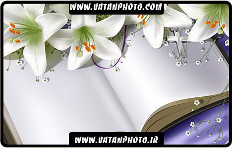 طرح گرافیکی کتاب و گل کاملا لایه باز با کیفیت بالا+ psd