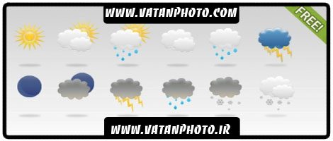مجموعه آیکن های آب و هوا شناسی + psd