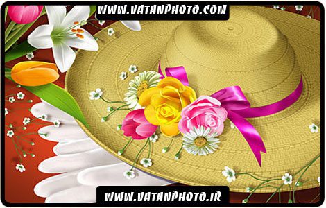 طرح گرافیکی از کلاه و گل با کیفیت بالا کاملا لایه باز+ psd