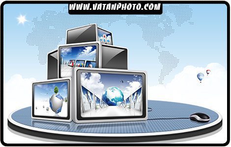 طرح سه بعدی مانیتور و موس