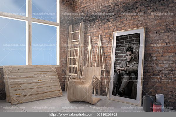 موکاپ قاب عکس دیوار آجری