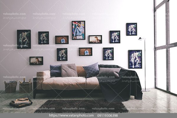 موکاپ طراحی خانه با قاب عکس