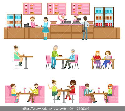 وکتور لایه باز کافی شاپ مدرن