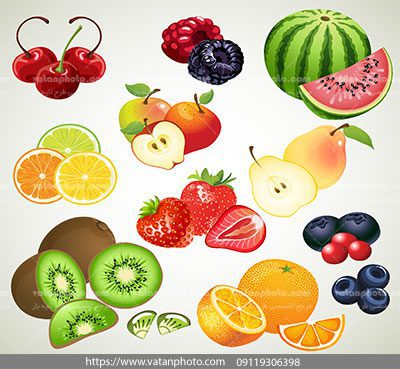 مجموعه وکتور آیکن دسته میوه ها خوشمزه