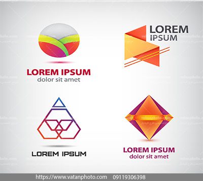 مجموعه وکتور 4 لوگو طراحی هندسی