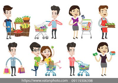 مجموعه وکتور خرید و فروش میوه