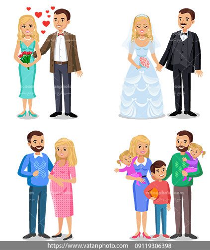 مجموعه وکتور مراحل متاهل شدن