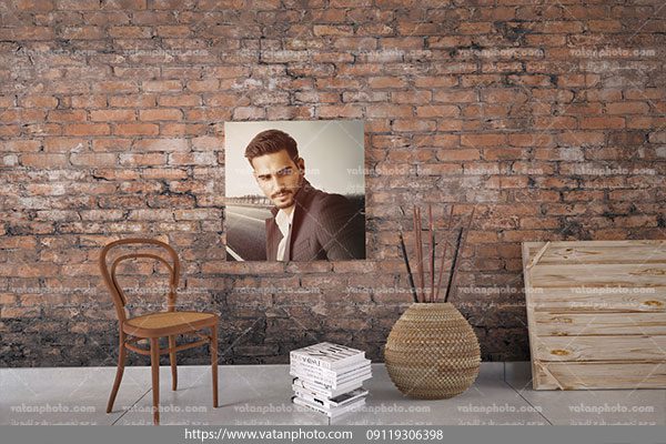 موکاپ یک قاب عکس دیوار آجری