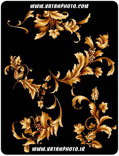 طرح زیبا از گل طلایی برای حاشیه صفحه+psd
