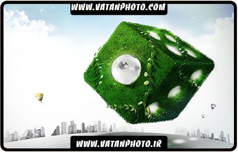 طرح سه بعدی مکعب سبز psd