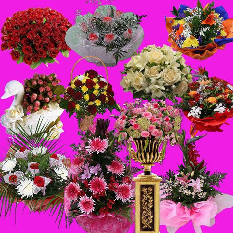 مجموعه آیکن گل و دسته گل psd