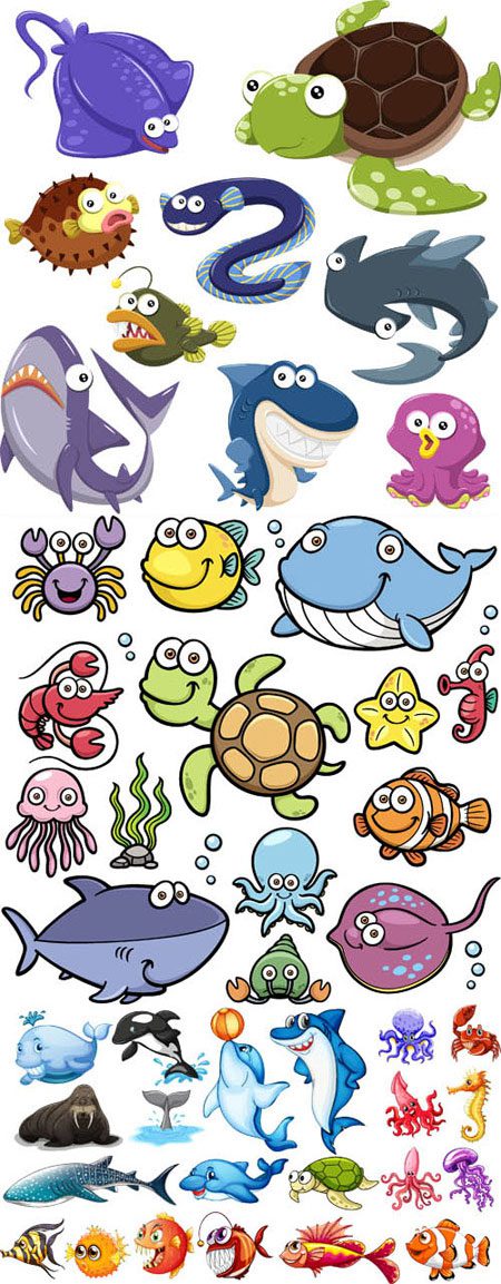وکتور فانتزی موجودات دریایی