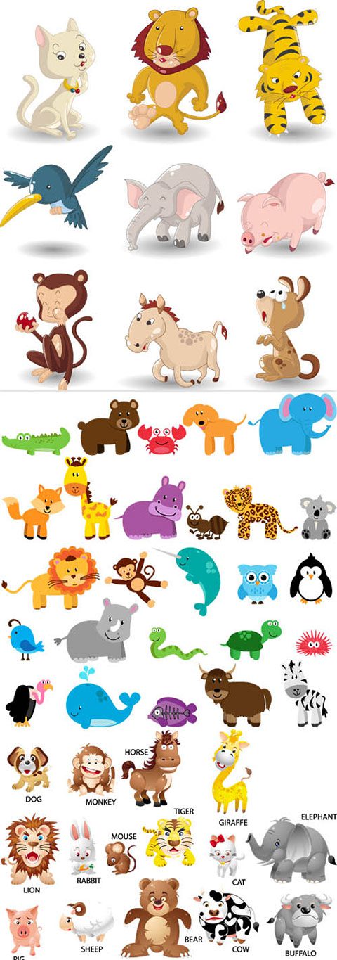 مجموعه آیکن وکتور حیوانات فانتزی TIF و AI