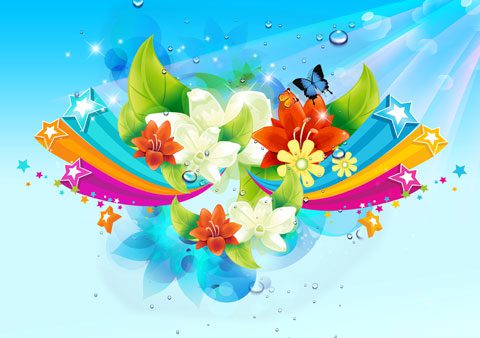 طرح لایه باز فانتزی گرافیکی گل psd