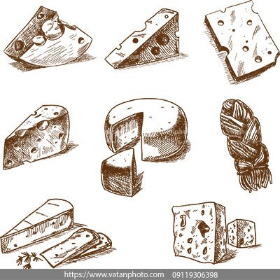وکتور سیاه و سفید پنیر سنتی