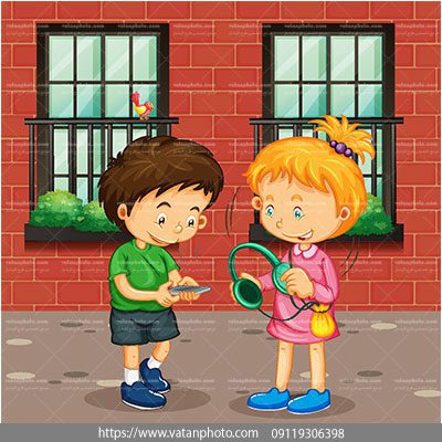 وکتور دوستی دختر و پسر بچه