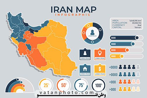 وکتور اینفوگرافی نقشه و مپ ایران