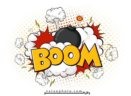 وکتور حباب انفجاری فانتزی کلمه BOOM