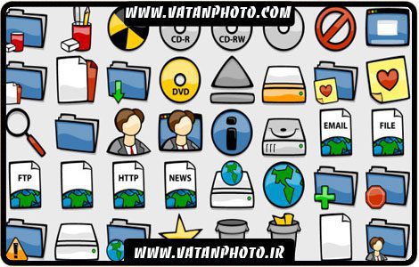مجموعه آیکن کارتونی و گرافیکی با فرمت png