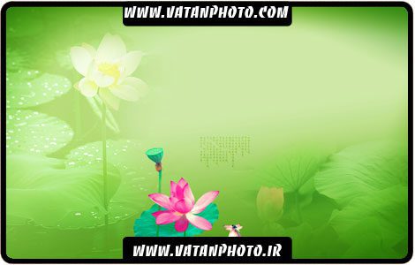 پس زمینه لایه باز سبز با طرح گل +PSD