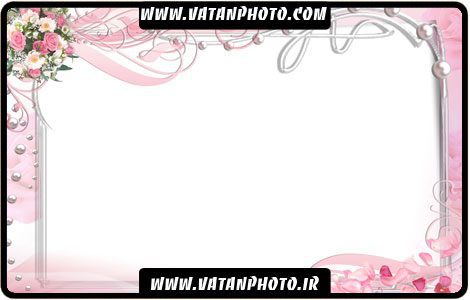قاب عکس عاشقانه صورتی با گل psd