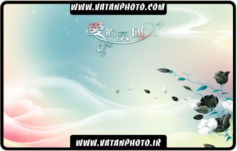 بکگراند لایه باز ابر و گل با رنگ های شاد +psd