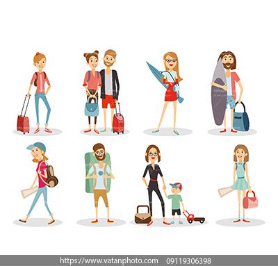 وکتور فلت انسان گردشگری توریستی