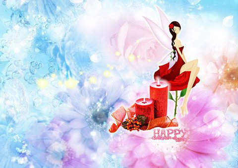 طرح لایه باز کارت پستال تولد دخترانه psd