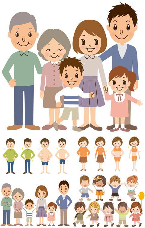 مجموعه وکتور کاراکتر خانواده موفق eps