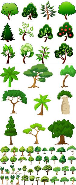 مجموعه درختان فانتزی گرافیکی TIF و AI