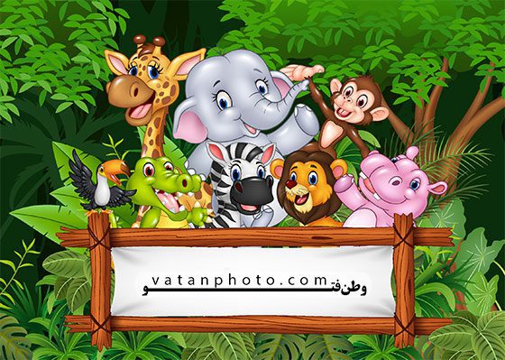 وکتور جلد کارتونی حیوانات جنگل