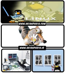 مجموعه والپیپرهای کارتونی با لوگوی لینوکس بر پایه ی Knoppicillin