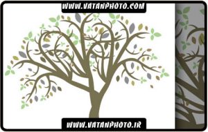 طرح فانتزی درخت با گلبرگ رنگی