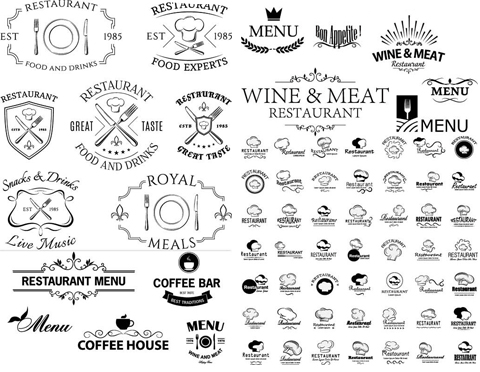 مجموعه لوگو رستوران و کلاه سرآشپز AI و TIF