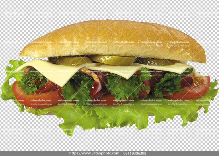 عکس ساندویچ بدون بکگراند کالباس و پنیر