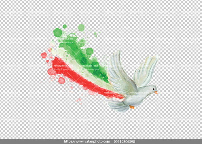 عکس بدون بکگراند پرچم ایران با کبوتر