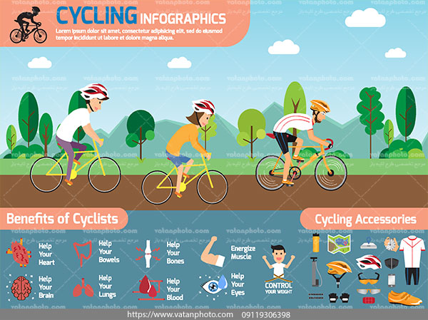 اینفوگرافی سلامت در دوچرخه سواری ai و tif