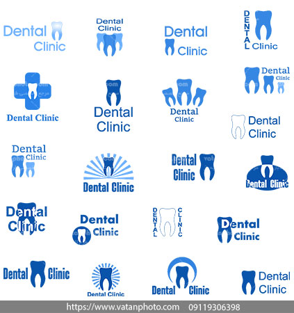 مجموعه وکتور لوگو دندانپزشکی آبی