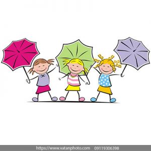 وکتور دختر بچه و چتر