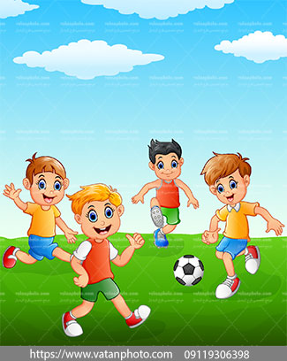 وکتور فوتبال بازی کردن کودکان