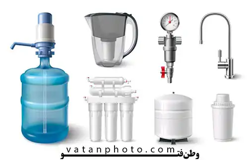 وکتور آیکن فیلتر آب پارچ و شیر آب جدا
