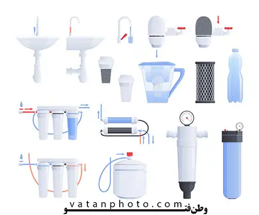 وکتور آیکن نماد سیستم فیلتر تصفیه آب خانگی