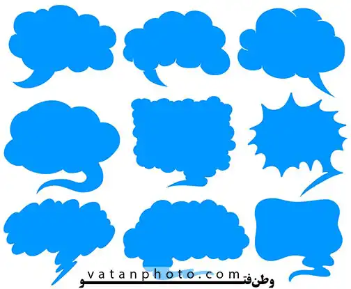 9 وکتور فانتزی ابر گفتکوی آبی رنگ