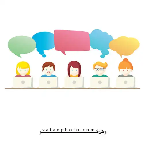 وکتور گرافیکی ابر گفتگوی و کارکتر انسانی