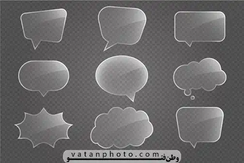 9 وکتور ابر گفتگوی کمیک شیشه ای