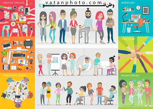 وکتور اینفوگرافیک تیم خلاق کسب و کار