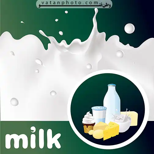 وکتور شیر و لبنیات بک گراند سبز تیره