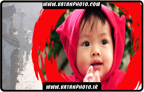 مدل آتلیه عکس کودک با حاشیه قرمز+ psd